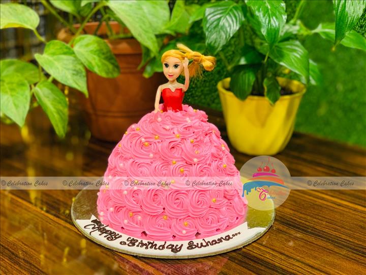 Girlfriend Birthday Special Pink Rose Cake With Name